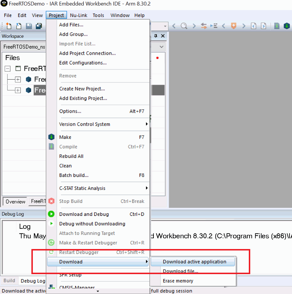 IAR Embedded Workbench IDE - Flash the Non-Secure Binary